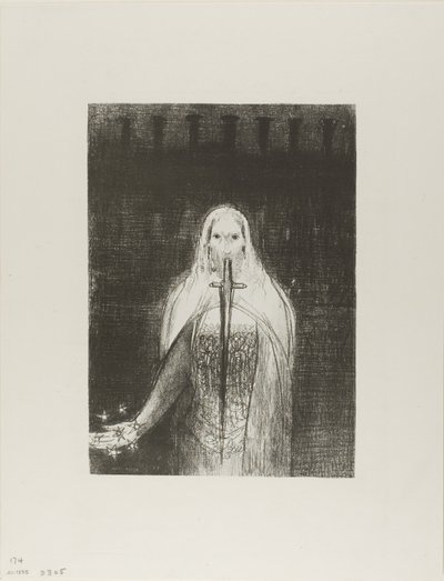 Et il avait dans sa main droite sept étoiles; et de sa bouche sortait une épée à deux tranchants, planche 1 de 12 - Odilon Redon