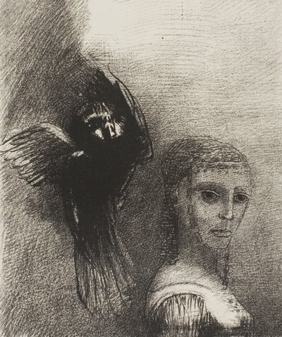 Et un grand oiseau, descendant du ciel, se jette contre le sommet de ses cheveux, planche 3 de 10 - Odilon Redon