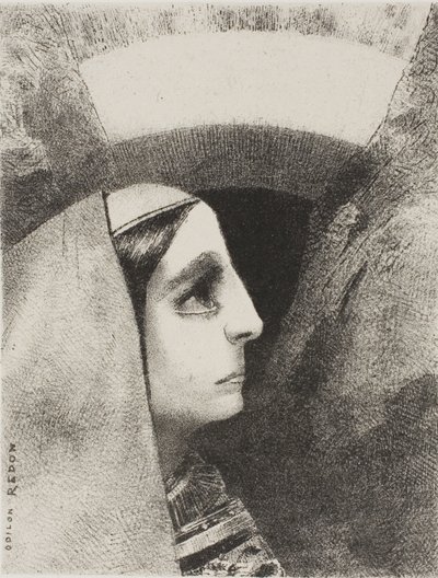 Devant le soleil noir de la mélancolie, Lenore apparaît, planche deux de À Edgar Poe - Odilon Redon