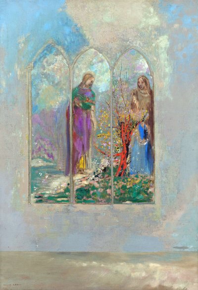 Dévotion devant un buisson rouge - Odilon Redon
