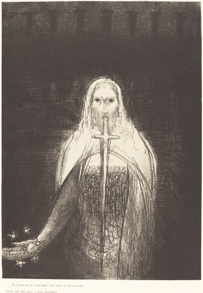 Et il avait dans sa main droite sept étoiles, et de sa bouche sortait une épée aiguë à deux tranchants - Odilon Redon