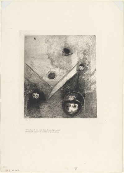 Sur le fond de nos nuits, Dieu avec son doigt connaisseur trace un cauchemar multiforme et implacable, planche 6 de 9 - Odilon Redon