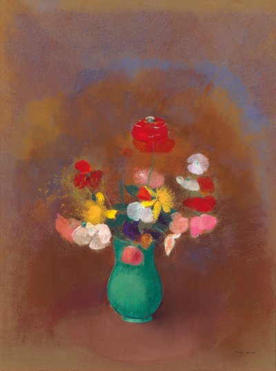Coquelicots dans un vase vert, vers 1910 - Odilon Redon