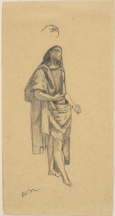 Saint Jean-Baptiste, avec croquis de la tête - Odilon Redon