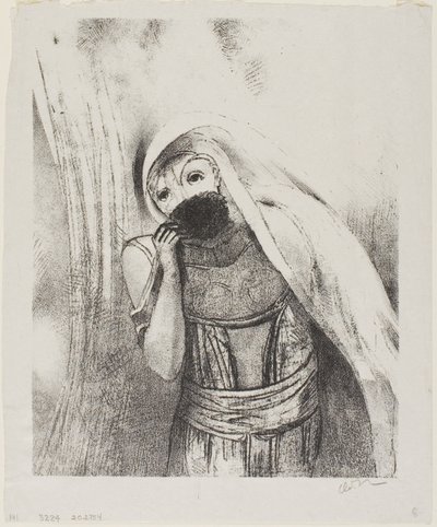 Elle tire de son sein une éponge, parfaitement noire, et la couvre de baisers, planche 8 de 24 - Odilon Redon