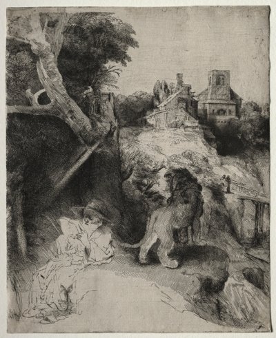 Saint Jérôme lisant dans un paysage italien - Odilon Redon