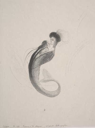 Femme portant un toque et une queue de sirène - Odilon Redon