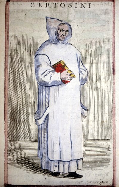 Ordre religieux : Chartreux. Gravure du 16ème siècle. - Odoardo Fialetti