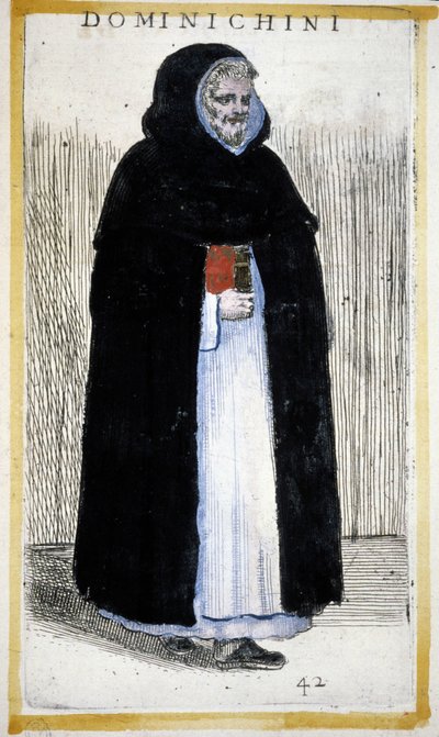 Ordre religieux : un moine dominicain. Gravure dans O. Fialetti. 16ème siècle. - Odoardo Fialetti