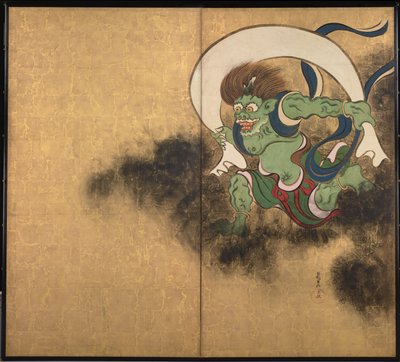 Le Dieu du Vent. Partie droite des écrans pliants Dieu du Vent et Dieu du Tonnerre - Ogata Korin