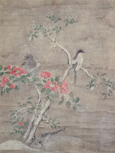 Oiseaux et camélia dans la neige, vers 1700 - Ogawa Haritsu