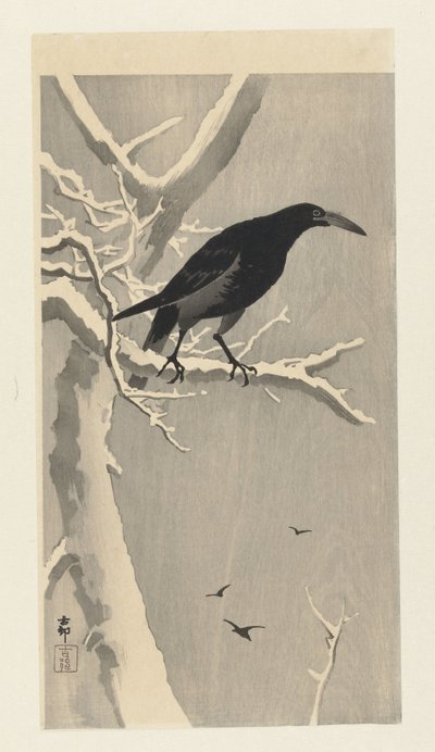 Corbeau sur une branche enneigée - Ohara Koson