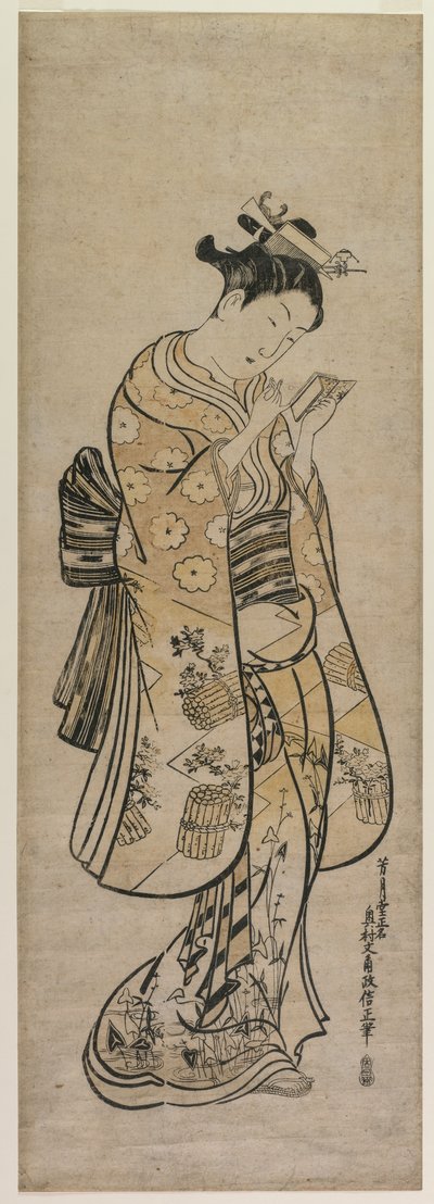Une beauté avec un miroir - Okumura Masanobu