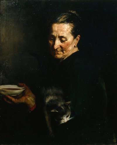 Femme avec un chat - Olav Rusti