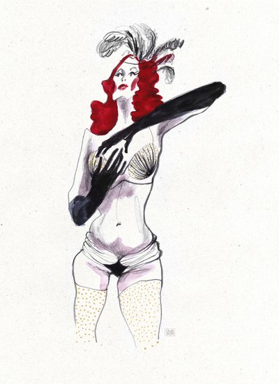 Une danseuse de revue glamour aux plumes - Olga Skomorokhova