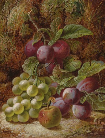 Nature morte avec prunes et raisins - Oliver Clare
