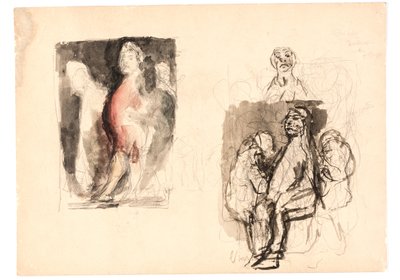 Divers croquis, y compris un croquis coloré pour "Diogène" - Oluf Hartmann