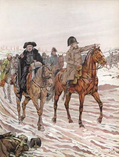 Napoléon, chevauchant aux côtés de l