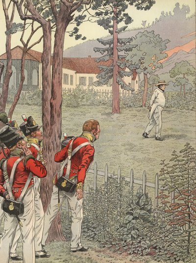 Napoléon marchant dans son jardin lorsqu