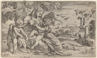Madone et enfant avec Jean le Baptiste - Orazio Farinati after Paolo Farinati