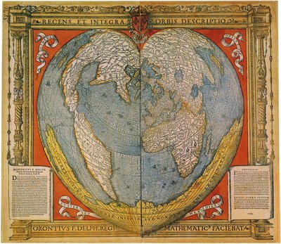 Carte du monde en forme de cœur - Oronce Fine