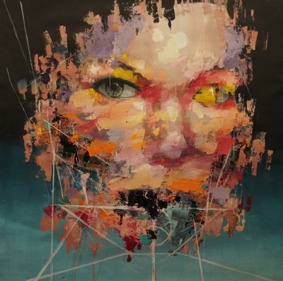 Modèle de couleur déformée 2 , 2018-2025 (acrylique et huile sur toile) - Oscar Nin
