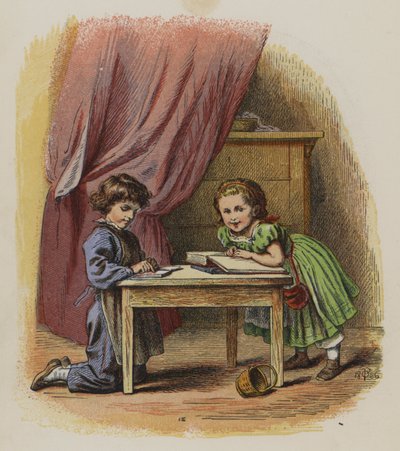 Deux enfants lisant des livres - Oskar Pletsch