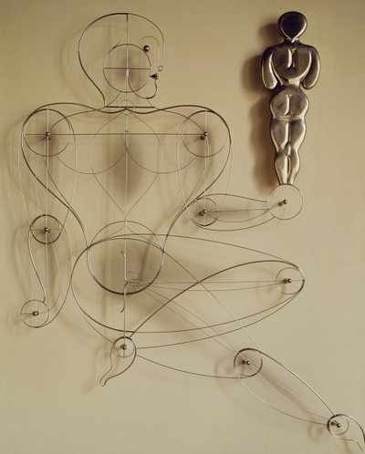 Homo, figure en fil de fer avec figure de dos dans sa main - Oskar Schlemmer