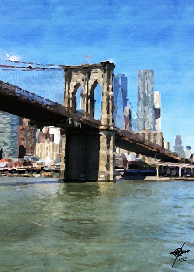 Reflets sur le pont de Brooklyn - Osvaldo Russo