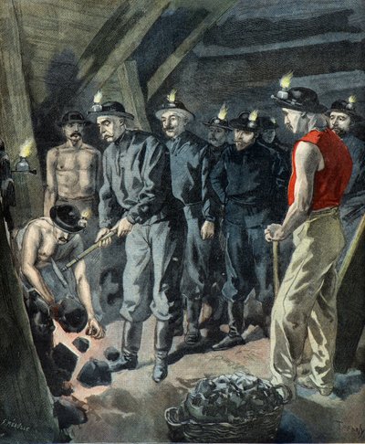 Felix faure visitant les mines de charbon de Lens (Gravure) - Oswaldo Tofani