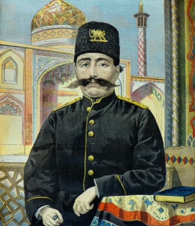 Portrait du Shah de Perse Shah Mozaffer Ed Dine (Gravure) - Oswaldo Tofani
