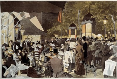 Les boulevards la nuit des élections terrasse de café. D