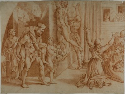 Incendie du Borgo (recto) ; Légère esquisse de l