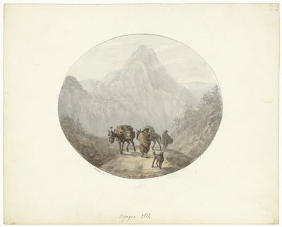Paysage montagneux en Espagne, avec des mules - Otto Baron Howen