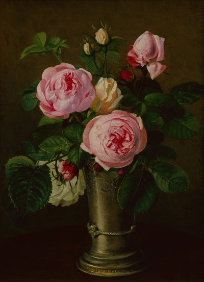 Roses dans un vase en étain - Otto Didrik Ottesen
