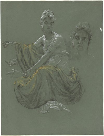 Jeune femme élégante en draperie classique - Otto Greiner