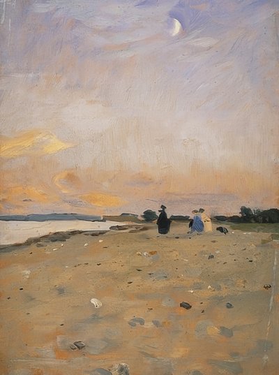 Paysage fluvial avec croissant de lune (Paysage côtier sur Juist), 1885 ou vers 1889 - Otto Modersohn