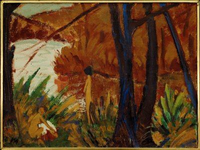 Lac dans un bois avec deux nus - Lake in a wood with two nudes ... - Otto Muller or Mueller