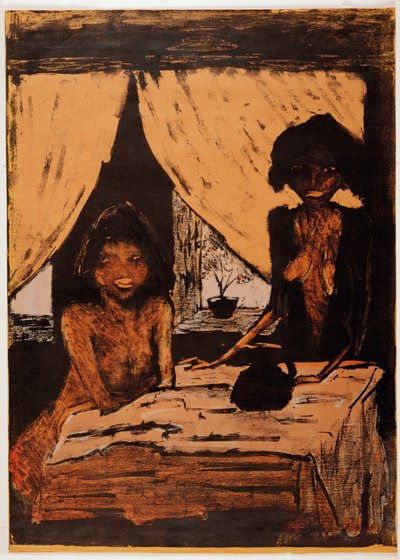 Deux filles tziganes dans le salon - Two gipsy-girls in ... (litho) - Otto Muller or Mueller