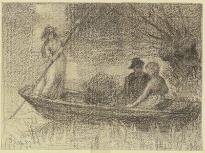 Un couple dans une péniche - Otto Scholderer