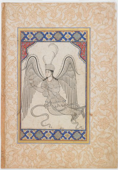 Ange volant avec coupe et flacon de vin - Ottoman School