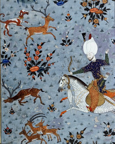 Représentation des courtisans du sultan Murad II (1404-1451) chassant le cerf (détail) - Ottoman School