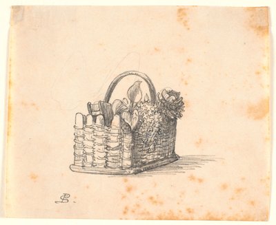 Un panier tressé avec des plantes et un livre - P.C. Skovgaard