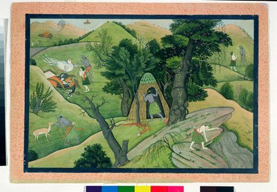 Rama et Lakshmana errant à la recherche de Sita, du Ramayana, Kangra, Himachal Pradesh, 1780 - Pahari School