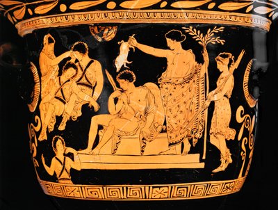 Cratère à clochettes à figures rouges des Pouilles : Apollon purifie Oreste avec le sang d