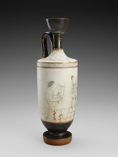 Lécythe à épaule avec peinture polychrome sur fond blanc de scène funéraire, 450-440 av. J.-C. - Painter Houston