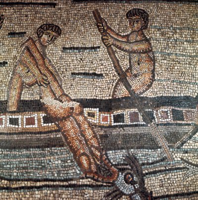 Scène de la vie de Jonas représentée avalée par un poisson (détail) - Paleo Christian