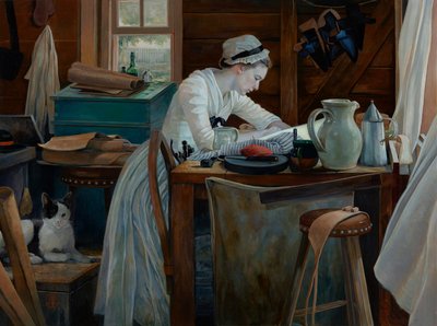 Femme au travail, 2017 (huile sur toile) - Pamela Patrick White