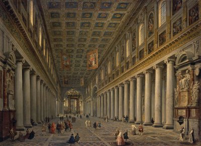 Intérieur de la basilique Santa Maria Maggiore à Rome, années 1750 - Pannini