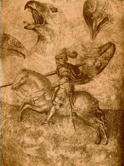 Chevalier avec lance et études d